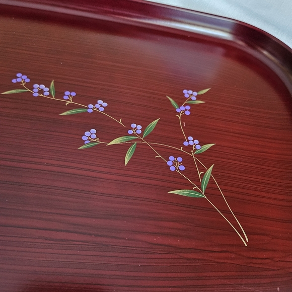 Lacquer tray with decorative purple flowers, made in Japan - Picture 7 of 7